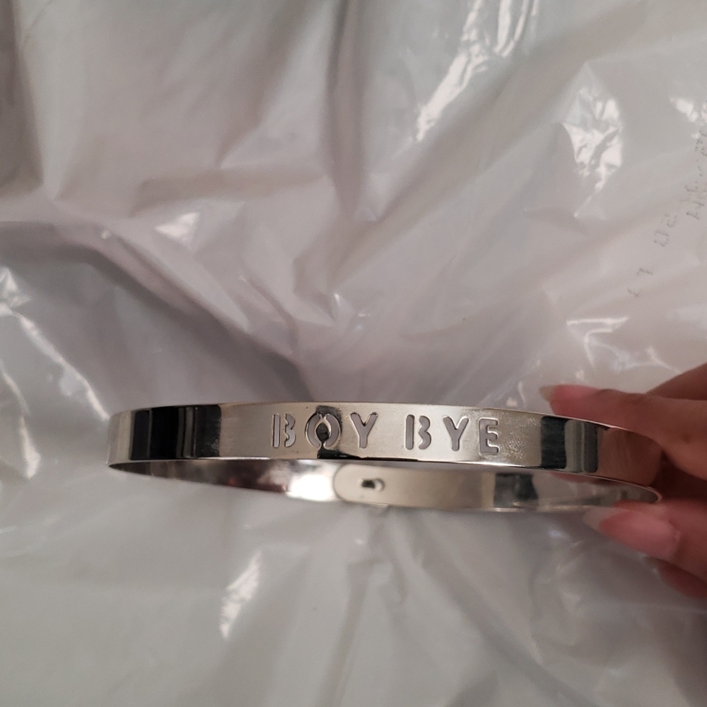"Boy Bye" silver colored choker